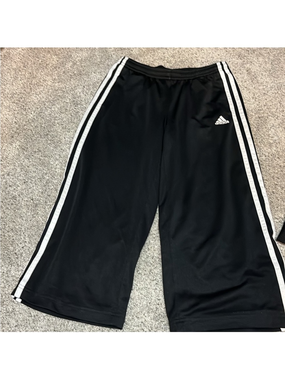 Adidas Black Athletic Capri with White Side Stripes